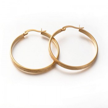 Ladys 304 Stainless Steel Hoop Earrings, Golden, 35x3.5mm, Pin: 0.6x1.2mm