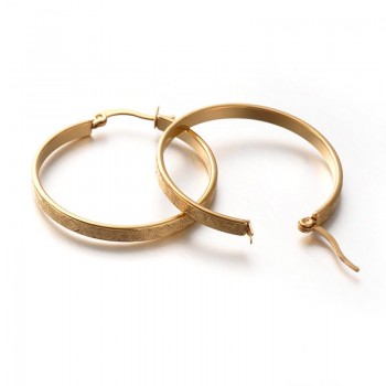 Ladys 304 Stainless Steel Hoop Earrings, Golden, 35x3.5mm, Pin: 0.6x1.2mm