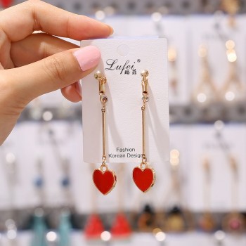 GRACE JUN 2018 Hot Sale Rhinestone Pearl Enamel Clip on Earrings for Women Fashion Party Prom Stuedent Style No Pierced Earrings