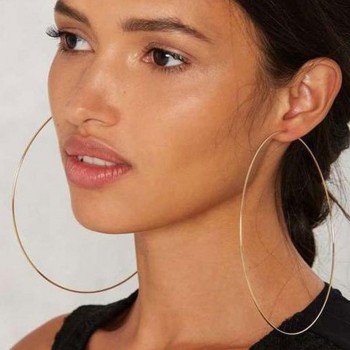 Big Circle Smooth Large Ring10cm Fashion Women Big Round Metal Ring Earrings Party Night Club Gold Silver Hyperbole Casual Chic