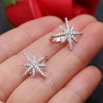 1Pcs Fashion Women Silveramp;Rose Gold Star Ear Cuff Micro Pave CZ Zircon No Hole Small Sized Girl Clip Earring Cuff Korean