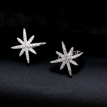 1Pcs Fashion Women Silveramp;Rose Gold Star Ear Cuff Micro Pave CZ Zircon No Hole Small Sized Girl Clip Earring Cuff Korean