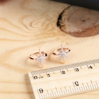 1Pcs Fashion Women Silveramp;Rose Gold Star Ear Cuff Micro Pave CZ Zircon No Hole Small Sized Girl Clip Earring Cuff Korean
