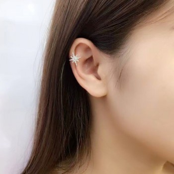 1Pcs Fashion Women Silveramp;Rose Gold Star Ear Cuff Micro Pave CZ Zircon No Hole Small Sized Girl Clip Earring Cuff Korean