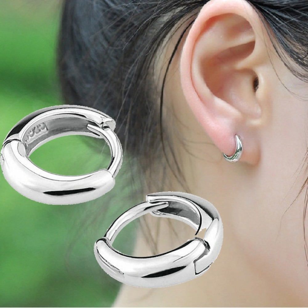 High Quality Polished Silver plated Hoop Earrings Hypoallergenic Earrings Korean Female Cute Glossy Small Ear Jewelry