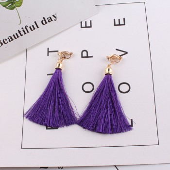 Fiber Tassel Clip on Earrings for Women 17 color Bridal Bohemia Bridal No Pierced Fashion Wedding Jewelry Party Ear Clip