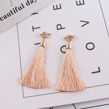 Fiber Tassel Clip on Earrings for Women 17 color Bridal Bohemia Bridal No Pierced Fashion Wedding Jewelry Party Ear Clip