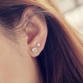 Top Quality 6MM AAA Cezch Zircon Silver Filled Tragus Earring For Women Non Piercing Clip Earring Punk Ear Cuff 2018 Brincos