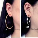 Big small circle gold silver Square line Round Clip on the ear Earrings Hoop for women with cushion pad without piercing Fashion