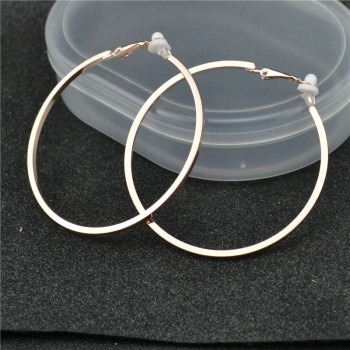 Big small circle gold silver Square line Round Clip on the ear Earrings Hoop for women with cushion pad without piercing Fashion