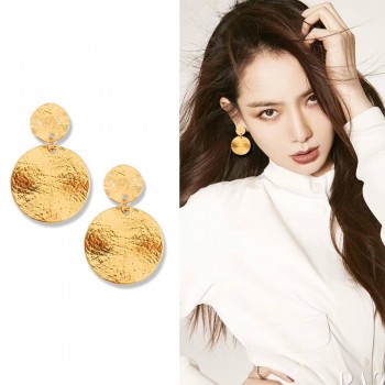 Metal Textured Round Disc Clip Earrings Without Piercing Statement Geometric Big Circle Earrings No Pierced hole