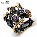 DreamCarnival 1989 Unique Design Hip Hop Purple Red CZ Gothic Black Gold Hollow Parties Jewelry Vintage Rings for Women R02