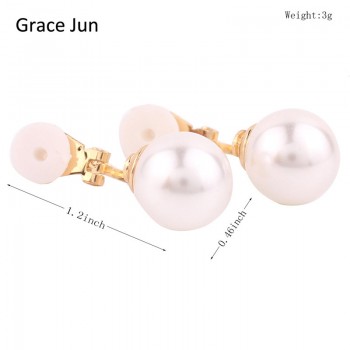 Grace Jun 4 colors New simulated pearl clip on earring no pierced for women wedding luxury bridal earring bijouterie 8mmamp;12mm