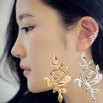 Best selling Womens Punk Silver Crystal Leaf Ear Cuff Cartilage Wrap Clip On Earring Stud Drop shipping 2018 Jun13