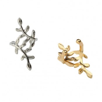 Best selling Womens Punk Silver Crystal Leaf Ear Cuff Cartilage Wrap Clip On Earring Stud Drop shipping 2018 Jun13