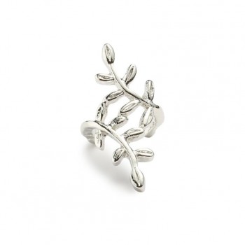Best selling Womens Punk Silver Crystal Leaf Ear Cuff Cartilage Wrap Clip On Earring Stud Drop shipping 2018 Jun13