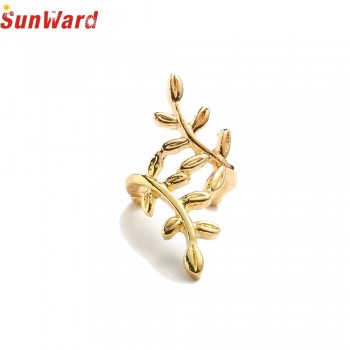 Best selling Womens Punk Silver Crystal Leaf Ear Cuff Cartilage Wrap Clip On Earring Stud Drop shipping 2018 Jun13