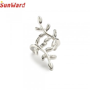Best selling Womens Punk Silver Crystal Leaf Ear Cuff Cartilage Wrap Clip On Earring Stud Drop shipping 2018 Jun13