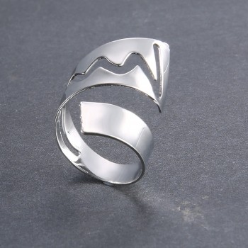 Rinhoo Adjustable Openwork Striped Flower Heart Shaped Geometric Open Ring Stainless Steel Ladies Party Jewelry Rings
