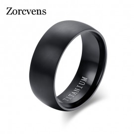 ZORCVENS Fashion Mens Black Titanium Ring Matte Finished Classic Engagement Anel Jewelry For Male Wedding Bands