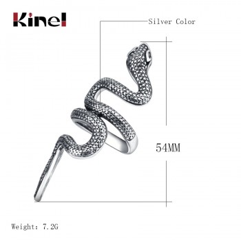 Kinel Fashion Snake Rings For Women Gold Color Black Heavy Metals Punk Rock Ring Vintage Animal Jewelry Wholesale
