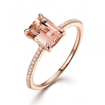 Female Square Ring Set Luxury Rose Gold Filled Crystal Zircon Ring Wedding Band Promise Engagement Rings For Women Jewelry Gifts