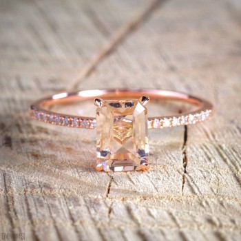 Female Square Ring Set Luxury Rose Gold Filled Crystal Zircon Ring Wedding Band Promise Engagement Rings For Women Jewelry Gifts