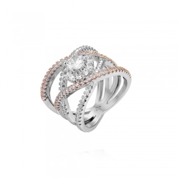 2018 Fashion Cross Design Color Separation Rose Gold Ring Crystal Zircon Filled Wedding Engagement Rings for Women Jewelry 6-10