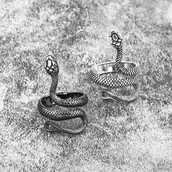 1 Piece European New Retro Punk Exaggerated Spirit Snake Ring Fashion Personality Stereoscopic Opening Adjustable Ring R158-1