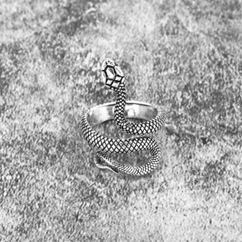 1 Piece European New Retro Punk Exaggerated Spirit Snake Ring Fashion Personality Stereoscopic Opening Adjustable Ring R158-1