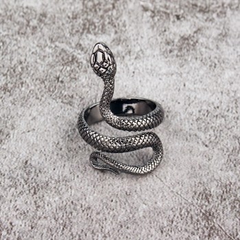 1 Piece European New Retro Punk Exaggerated Spirit Snake Ring Fashion Personality Stereoscopic Opening Adjustable Ring R158-1