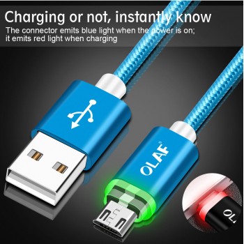 OLAF LED Micro USB Cable For Samsung S7 S6 Edge 1m Lighting Data Charging USB Charger Cable For Xiaomi Redmi 4X Note4 Adapter