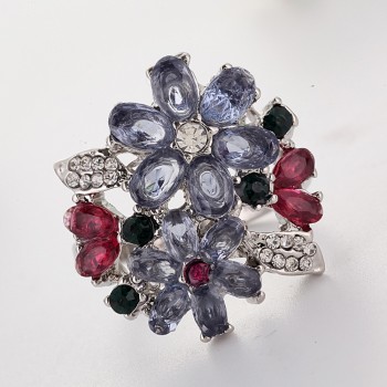 Flower Colorer Stone Engagement Ring Wedding Ring Silver Color Rings for Women Accessories Jewelry Anillos Mujer O5N046