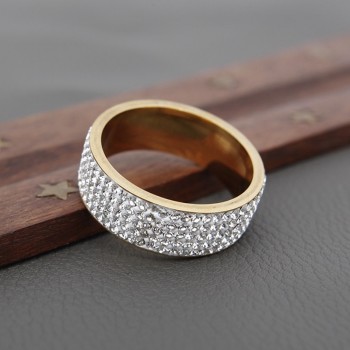 H:HYDE 5 Row Lines Clear Crystal Wedding Rings For Women Fashion Rhinestone Stainless Steel Female Teen Jewelry anillos mujer