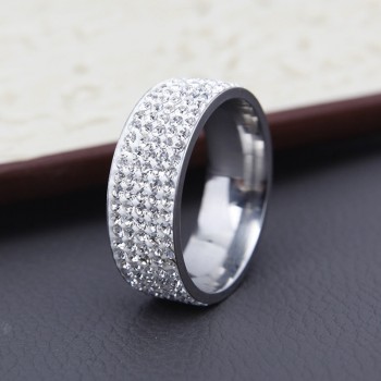 H:HYDE 5 Row Lines Clear Crystal Wedding Rings For Women Fashion Rhinestone Stainless Steel Female Teen Jewelry anillos mujer