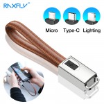 RAXFLY Micro USB Cable For Xiaomi Samsung Lightning to USB C Cable For iPhone 7 8 XS Max Keychain Wire For Charging Type C Cable