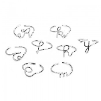 BUTEELUVV A to Z 26 Initial Letter Midi Rings for Women Men Jewelry New Design Rose Gold Geometric Knuckle Rings Creative Gift