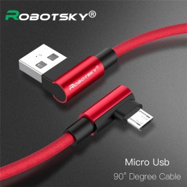 2.4A Micro USB 90 Degree Fast Charging Cable Nylon Braid Mobile Phone USB Data Cable for Samsung S6 S7 Xiaomi Huawei LG