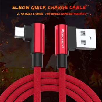 2.4A Micro USB 90 Degree Fast Charging Cable Nylon Braid Mobile Phone USB Data Cable for Samsung S6 S7 Xiaomi Huawei LG