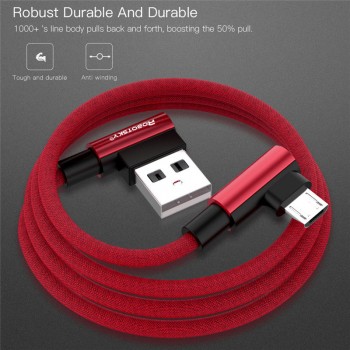 2.4A Micro USB 90 Degree Fast Charging Cable Nylon Braid Mobile Phone USB Data Cable for Samsung S6 S7 Xiaomi Huawei LG