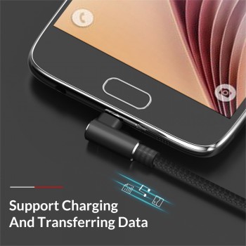 TOPK 1M 90 Degree Micro USB Cable Fast Charging Data Cable for Samsung Xiaomi Huawei Android  L Type Mobilie Phone Cable