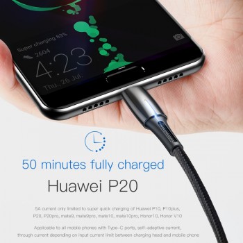 Baseus 5A Supercharge USB Cable Type-C Cable for HUAWEI P20 Lite P20 Pro Light USB C Cable for Samsung One Plus Xiaomi Data Cord