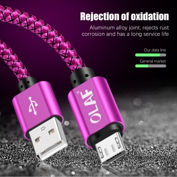 OLAF 3M Micro USB Cable 2.4A Fast Charger USB Data Cable Mobile Phone Charging Cable for Samsung Xiaomi Huawei Sony Tablet Cable