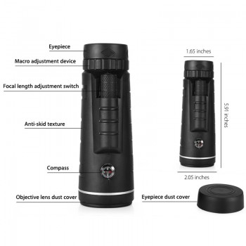 Tendway Phone Camera Lens Telescope for Moblie Zoom Lens for Smartphone Macro Lens for iPhone with Compass Phone Clip Tripod