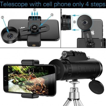 Tendway Phone Camera Lens Telescope for Moblie Zoom Lens for Smartphone Macro Lens for iPhone with Compass Phone Clip Tripod