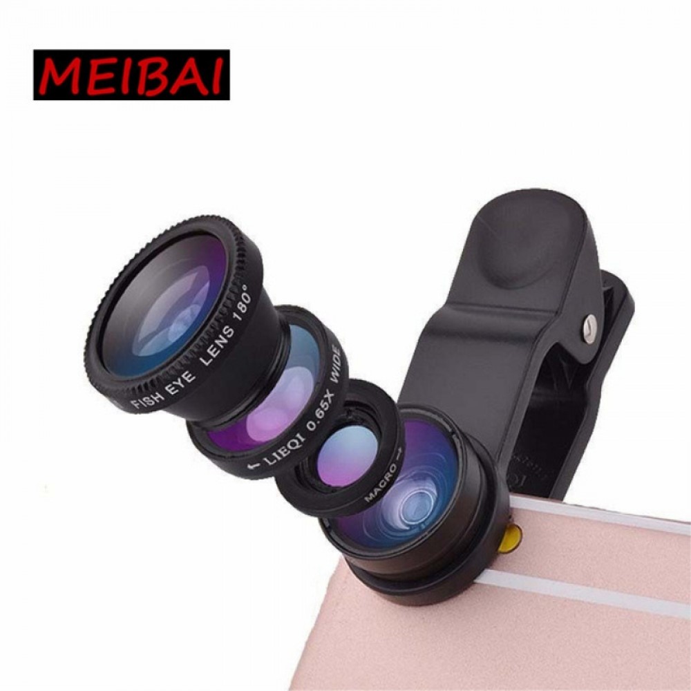 MEIBAI Wide Angle Macro Lenses Universal Mobile Phone Lens Fisheye Camera Fish eye For iPhone X 8 7 6S Samsung Lentes Microscope
