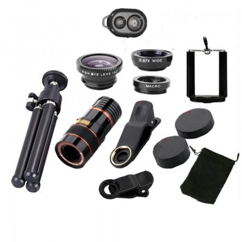 Girlwoman 10 in 1 Kits 12x Zoom Telephoto Lens Fish eye Lens Wide Angle Macro Lenses Cell Phone Mobile Tripod for xiaomi redmi