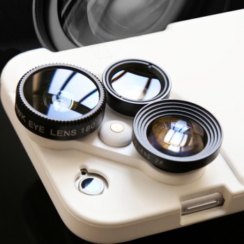 OTAO 4 in 1 Mobile Phone Lensese Cases Full Coverage For iPhone X 8 7 6S 6 Plus Wide Angle Macro Fisheye Phone Lenses Black Case
