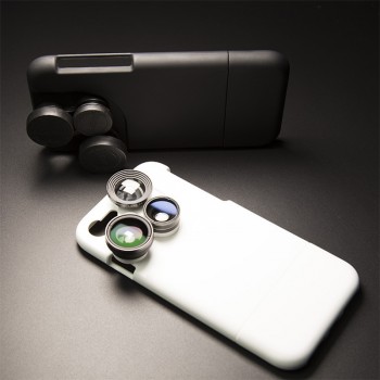 OTAO 4 in 1 Mobile Phone Lensese Cases Full Coverage For iPhone X 8 7 6S 6 Plus Wide Angle Macro Fisheye Phone Lenses Black Case