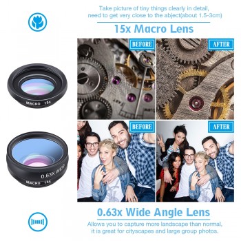 APEXEL 10 in 1 Phone camera Lens Kit Fisheye Wide Angle macro Lens CPL Filter Kaleidoscope and 2X telescope Lens for smartphone